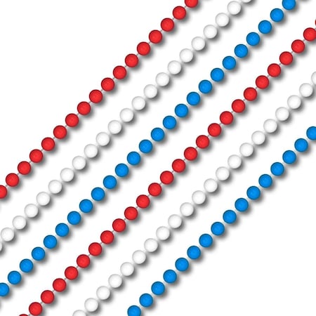 Endless Games Smooth Round Opaque Bead Mardi Gras Necklace USA, Red, White & Blue, 12PK EN3335653